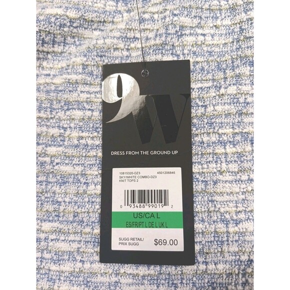 Nine West Textured Knit Sweater Sky/White Combo Size Large NWT - Picture 14 of 16